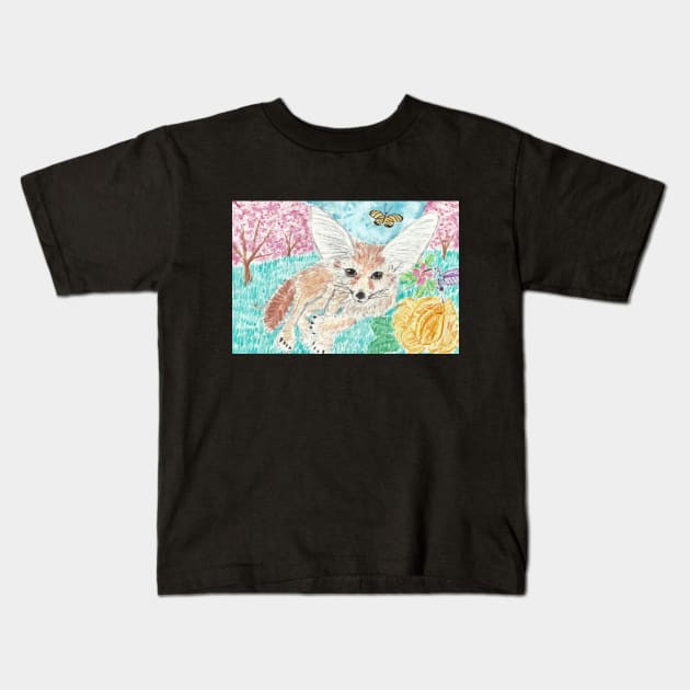 Fennec fox watercolor painting Kids T-Shirt by SamsArtworks